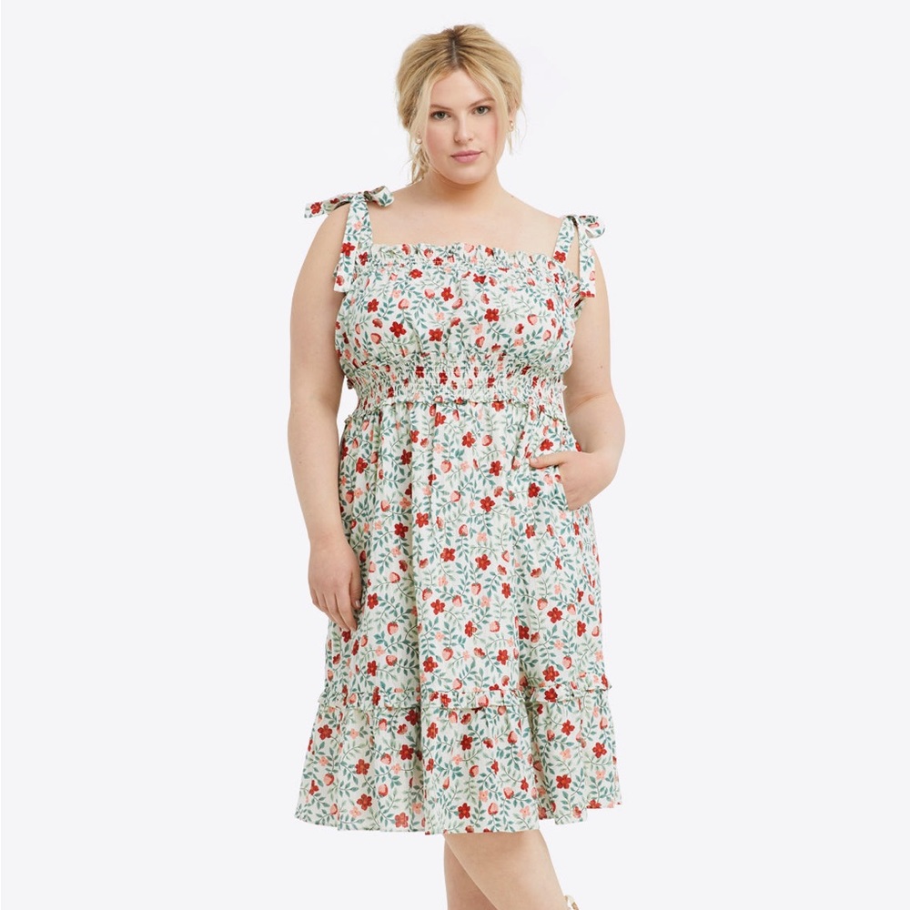 Taylor Smocked Dress in Strawberry Field Size XXL